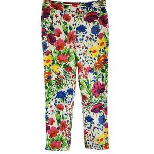 Talbots Vintage Floral Side Zip Cropped Pants sz 4 Clueless Preppy Summergirl